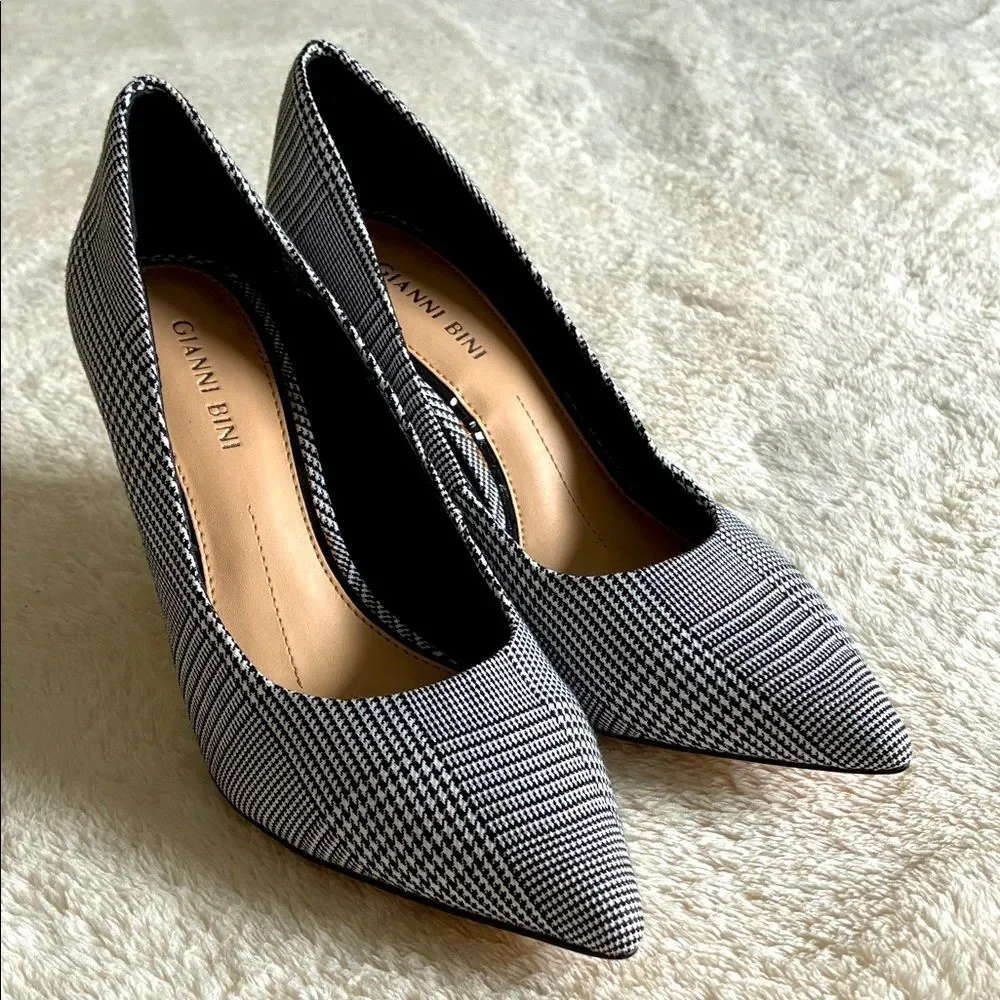 Gianni Bini Houndstooth Black and White 4 Inch Heels Women’s 7 Medium